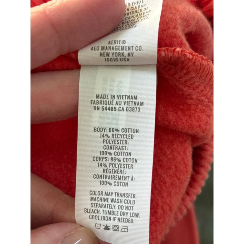 NWT Aerie First Class Fleece Trouser Womens S Rusty Peach Wide Leg Pull On - Picture 8 of 12